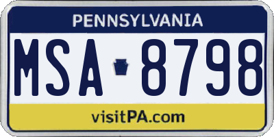 PA license plate MSA8798