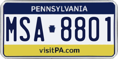 PA license plate MSA8801