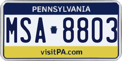 PA license plate MSA8803