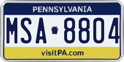 PA license plate MSA8804