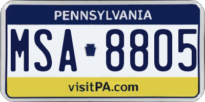 PA license plate MSA8805