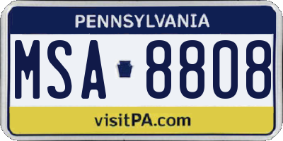 PA license plate MSA8808