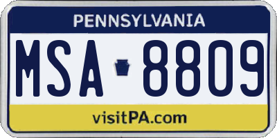 PA license plate MSA8809