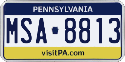 PA license plate MSA8813