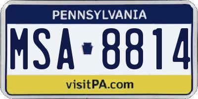 PA license plate MSA8814