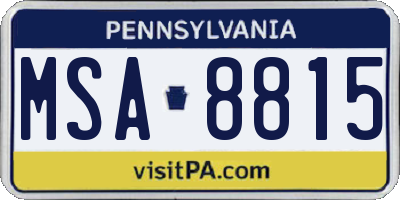 PA license plate MSA8815