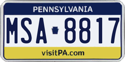 PA license plate MSA8817