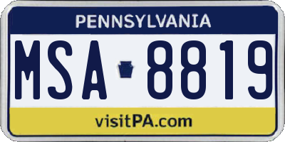 PA license plate MSA8819