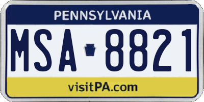 PA license plate MSA8821