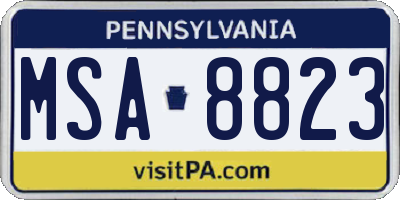 PA license plate MSA8823