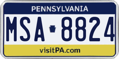 PA license plate MSA8824