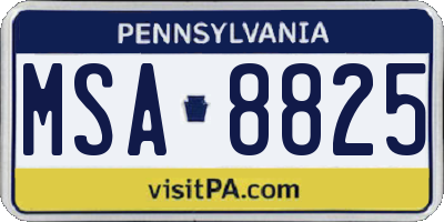 PA license plate MSA8825