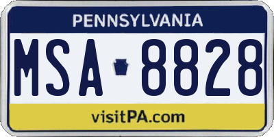 PA license plate MSA8828