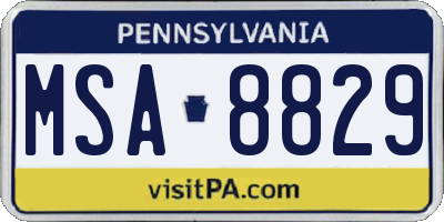 PA license plate MSA8829
