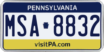 PA license plate MSA8832