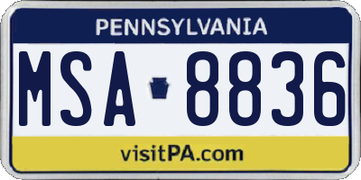 PA license plate MSA8836