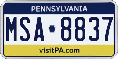 PA license plate MSA8837