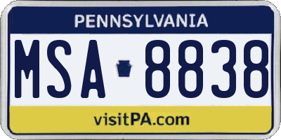PA license plate MSA8838