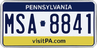 PA license plate MSA8841