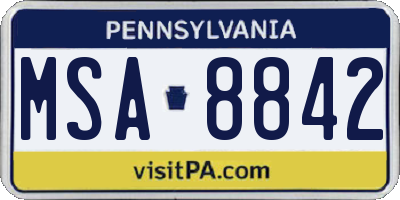 PA license plate MSA8842