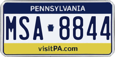 PA license plate MSA8844