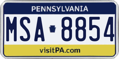 PA license plate MSA8854