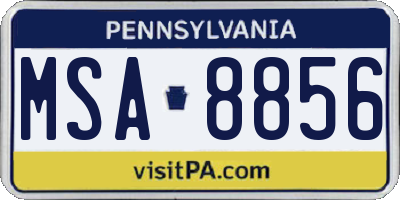 PA license plate MSA8856