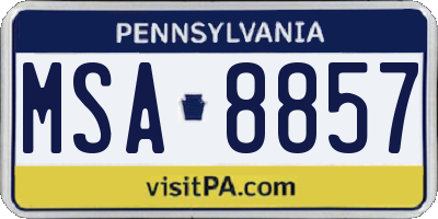 PA license plate MSA8857