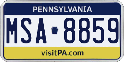 PA license plate MSA8859