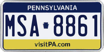 PA license plate MSA8861