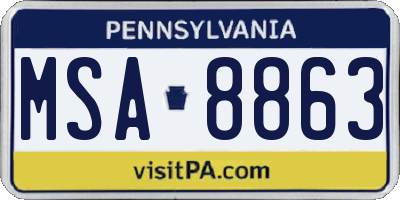 PA license plate MSA8863