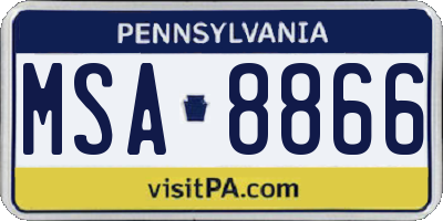 PA license plate MSA8866