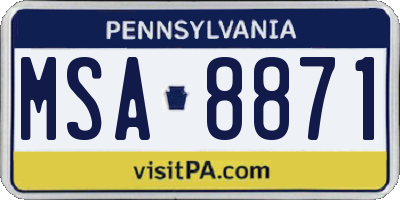 PA license plate MSA8871