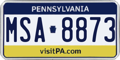 PA license plate MSA8873