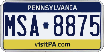 PA license plate MSA8875