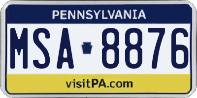 PA license plate MSA8876