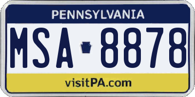 PA license plate MSA8878