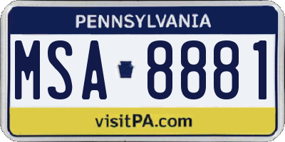 PA license plate MSA8881