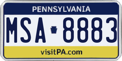 PA license plate MSA8883