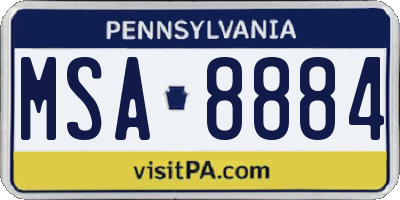 PA license plate MSA8884