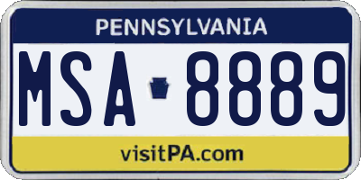 PA license plate MSA8889