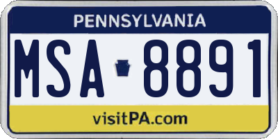 PA license plate MSA8891