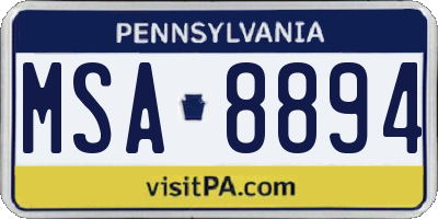 PA license plate MSA8894