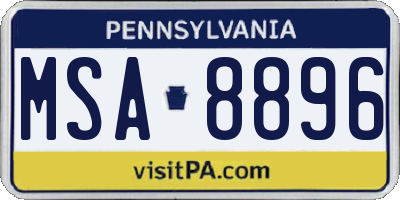 PA license plate MSA8896