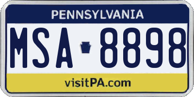 PA license plate MSA8898