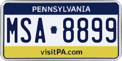 PA license plate MSA8899