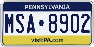 PA license plate MSA8902