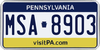 PA license plate MSA8903