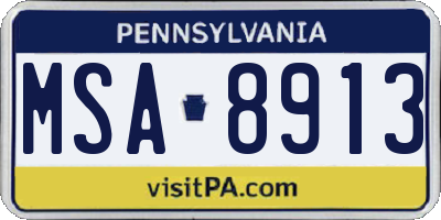 PA license plate MSA8913