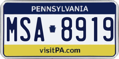 PA license plate MSA8919